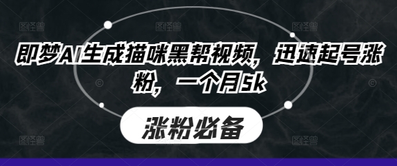 即梦AI生成猫咪黑帮视频，迅速起号涨粉，一个月5k-众缘网