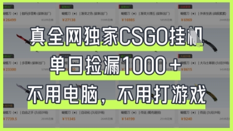 真全网独家CSGO挂G，单日捡漏1k+【揭秘】-众缘网